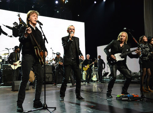 CLEVELAND, OH - APRIL 18:  Paul McCartney, Ringo Starr and Joe Walsh perform onstage during the 30th Annual Rock And Roll Hall Of Fame Induction Ceremony at Public Hall on April 18, 2015 in Cleveland, Ohio.  (Photo by Kevin Mazur/WireImage for Rock and Roll Hall of Fame)